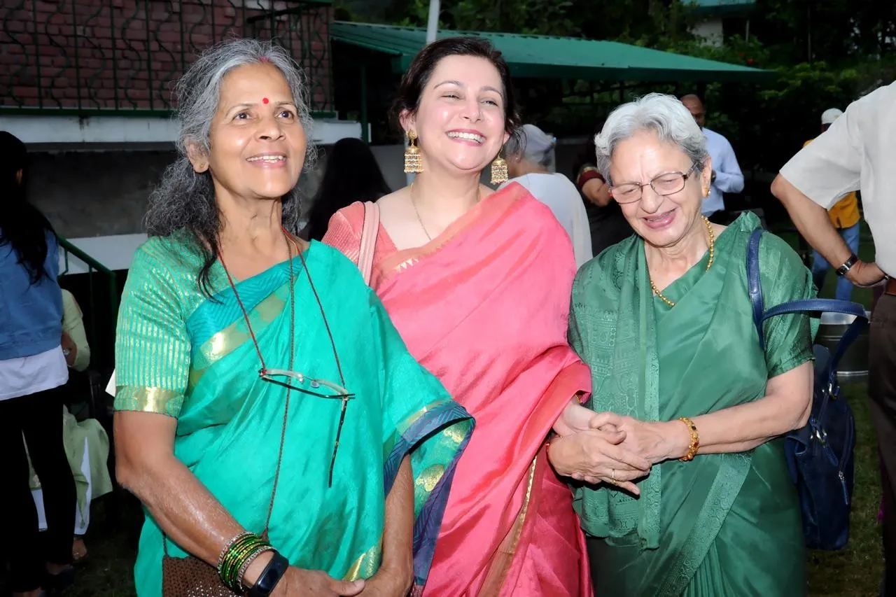 Shefali Chopra with two older women in saris at John Martin, Dehradun